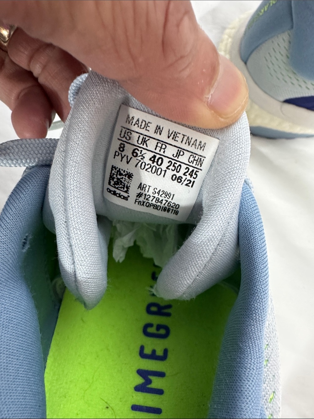 adidas Light Blue and Neon Yellow Accent Running Shoes - Picture 10 of 10